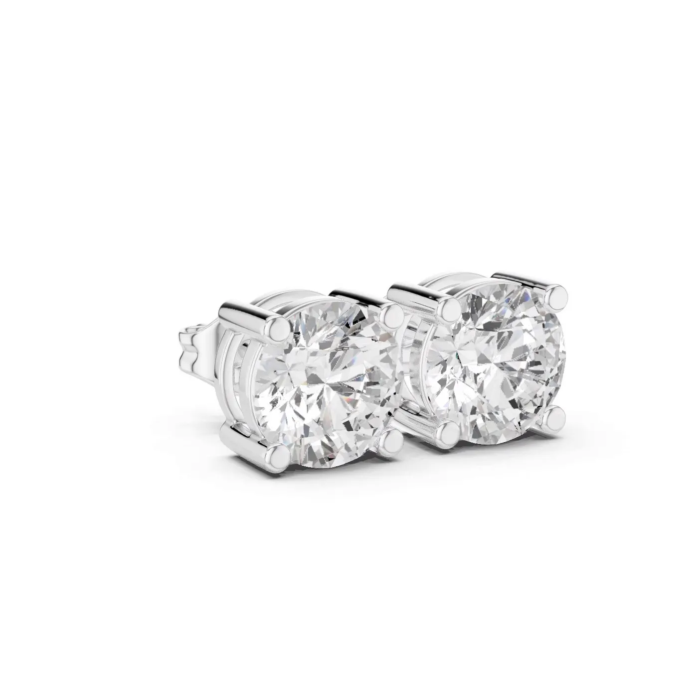 Boucles d'oreilles Puces Marguerite 2,25 ct en or blanc 18 carats, diamant rond, vue 3