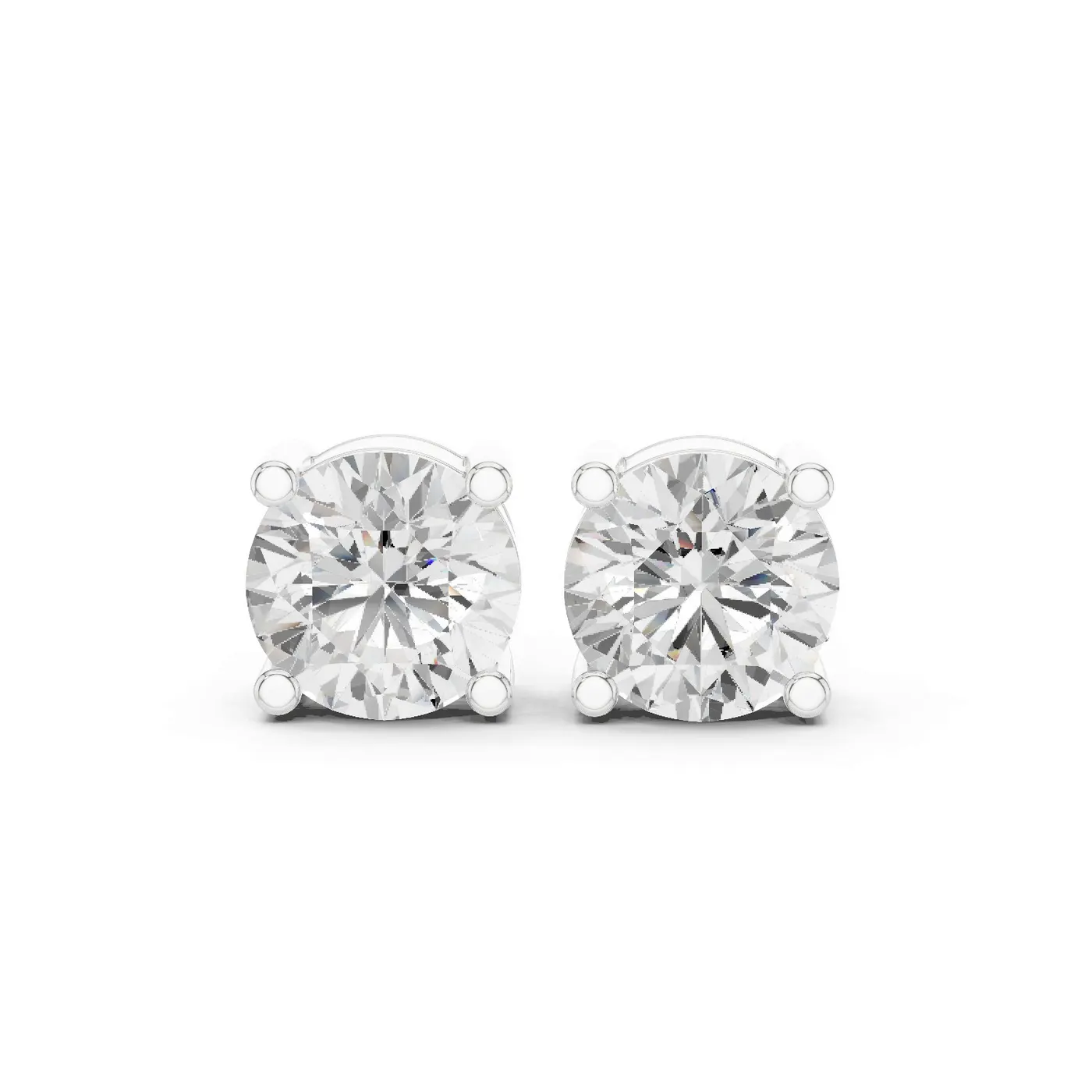 Boucles d'oreilles Puces Marguerite 2,50 ct en or blanc 18 carats, diamant rond, vue 1
