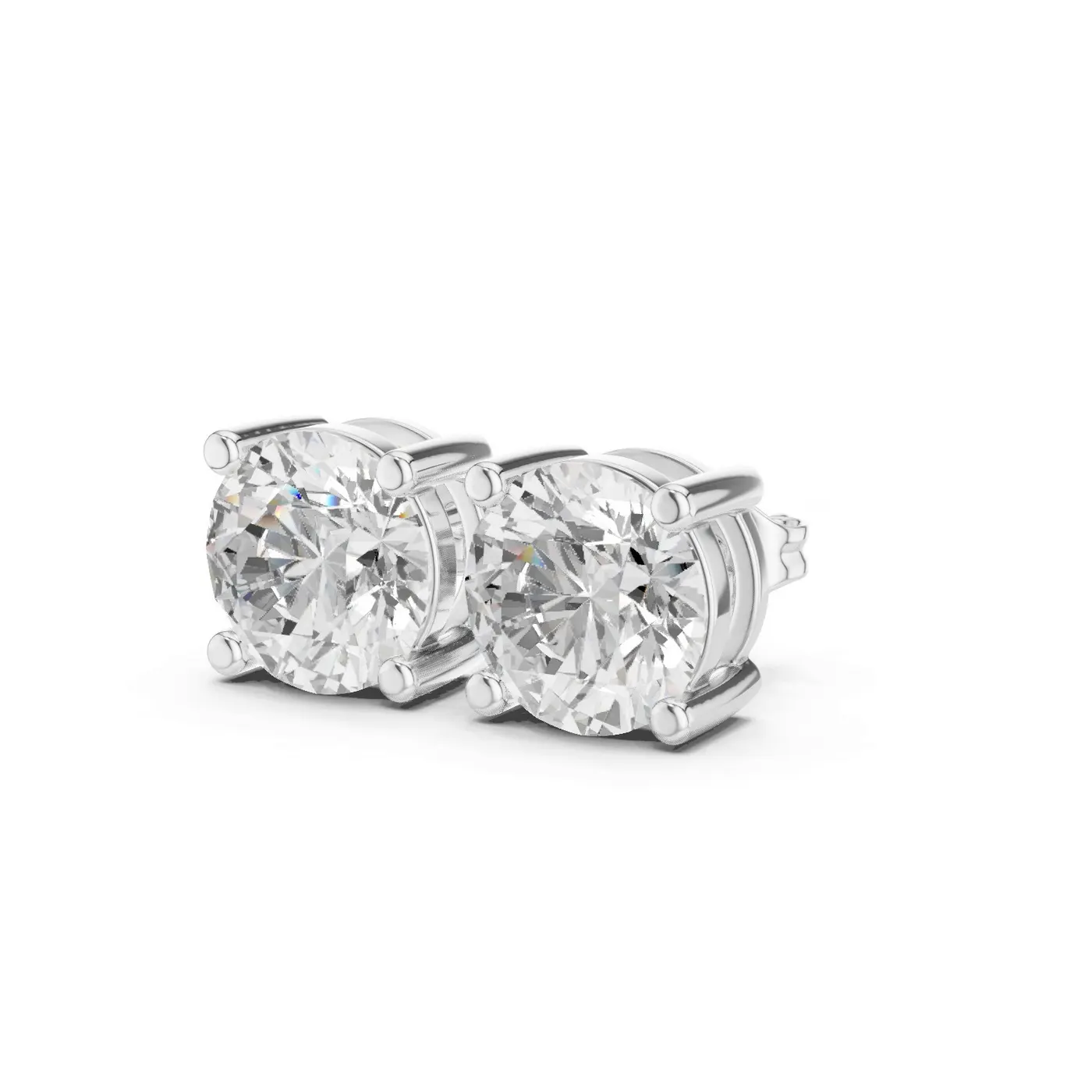 Boucles d'oreilles Puces Marguerite 2,50 ct en or blanc 18 carats, diamant rond, vue 2