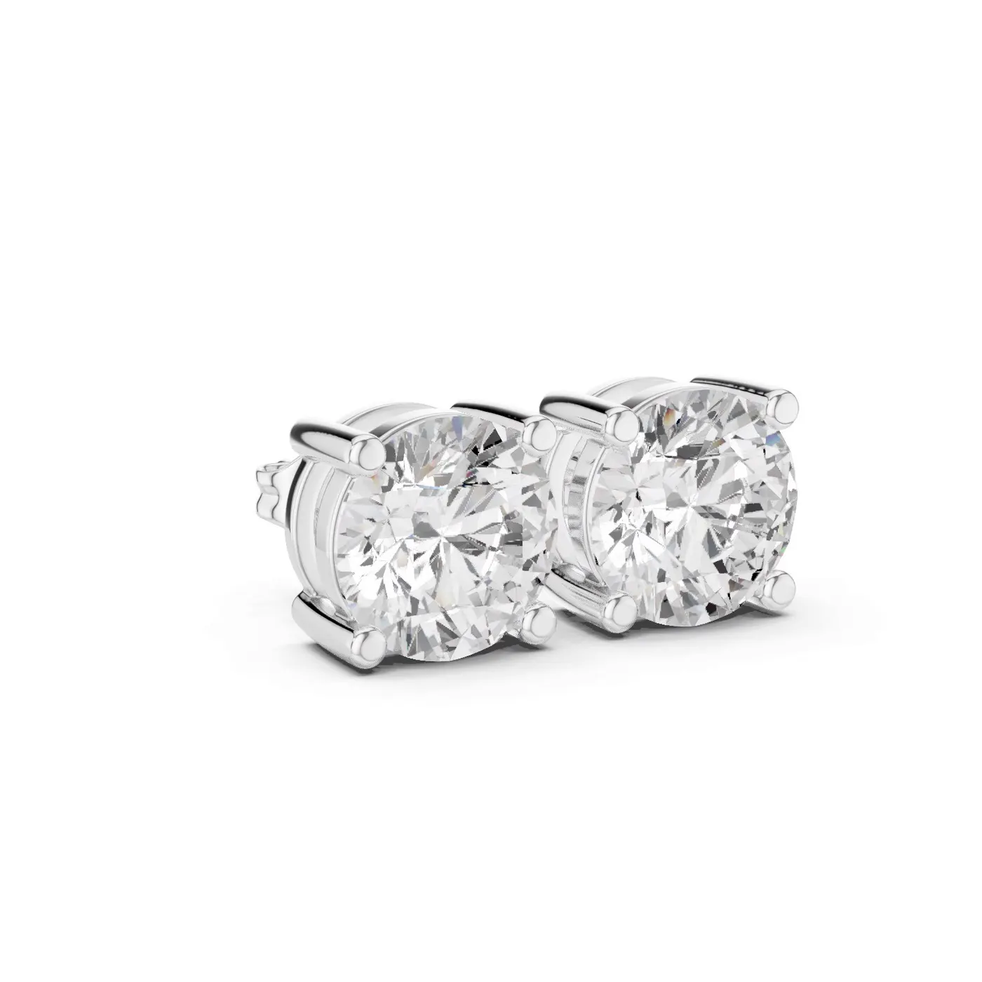 Boucles d'oreilles Puces Marguerite 2,50 ct en or blanc 18 carats, diamant rond, vue 3