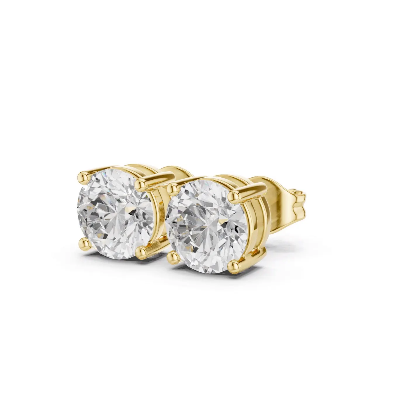 Boucles d'oreilles Puces Marguerite 0,50 ct en or jaune 18 carats, diamant rond, vue 2