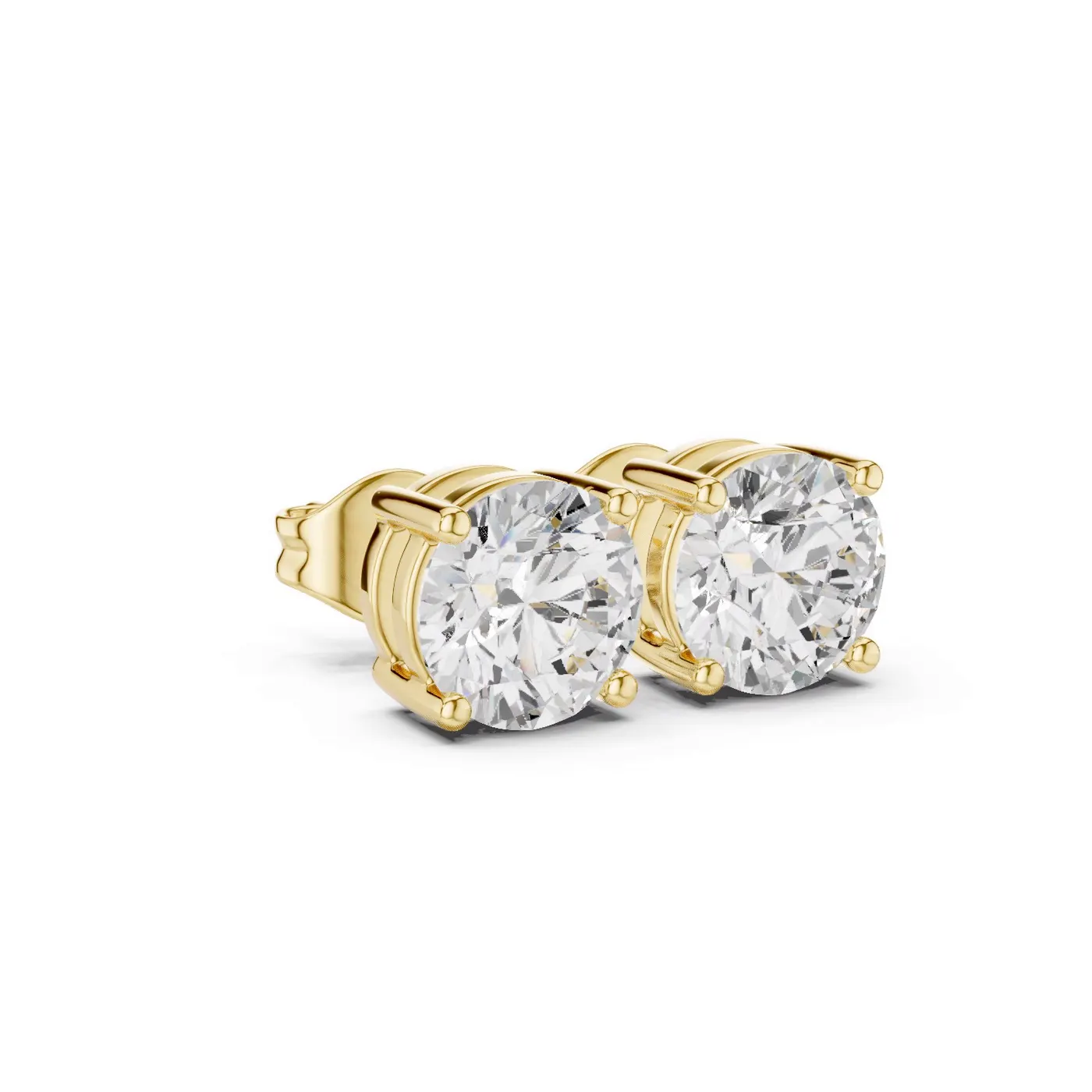 Boucles d'oreilles Puces Marguerite 0,50 ct en or jaune 18 carats, diamant rond, vue 3