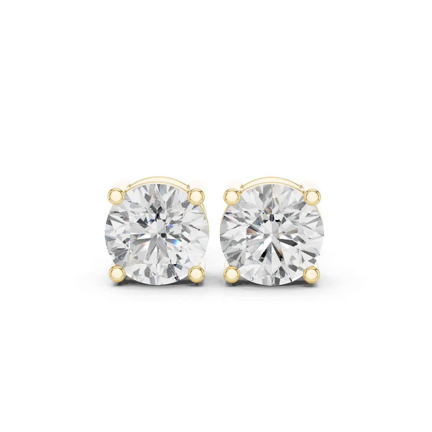 Boucles d'oreilles Puces Marguerite 0,75 ct en or jaune 18 carats, diamant rond, vue 1