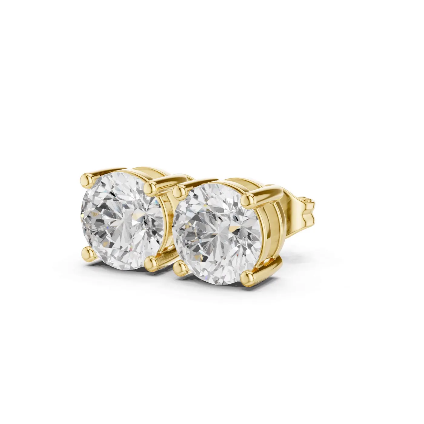 Boucles d'oreilles Puces Marguerite 0,75 ct en or jaune 18 carats, diamant rond, vue 2