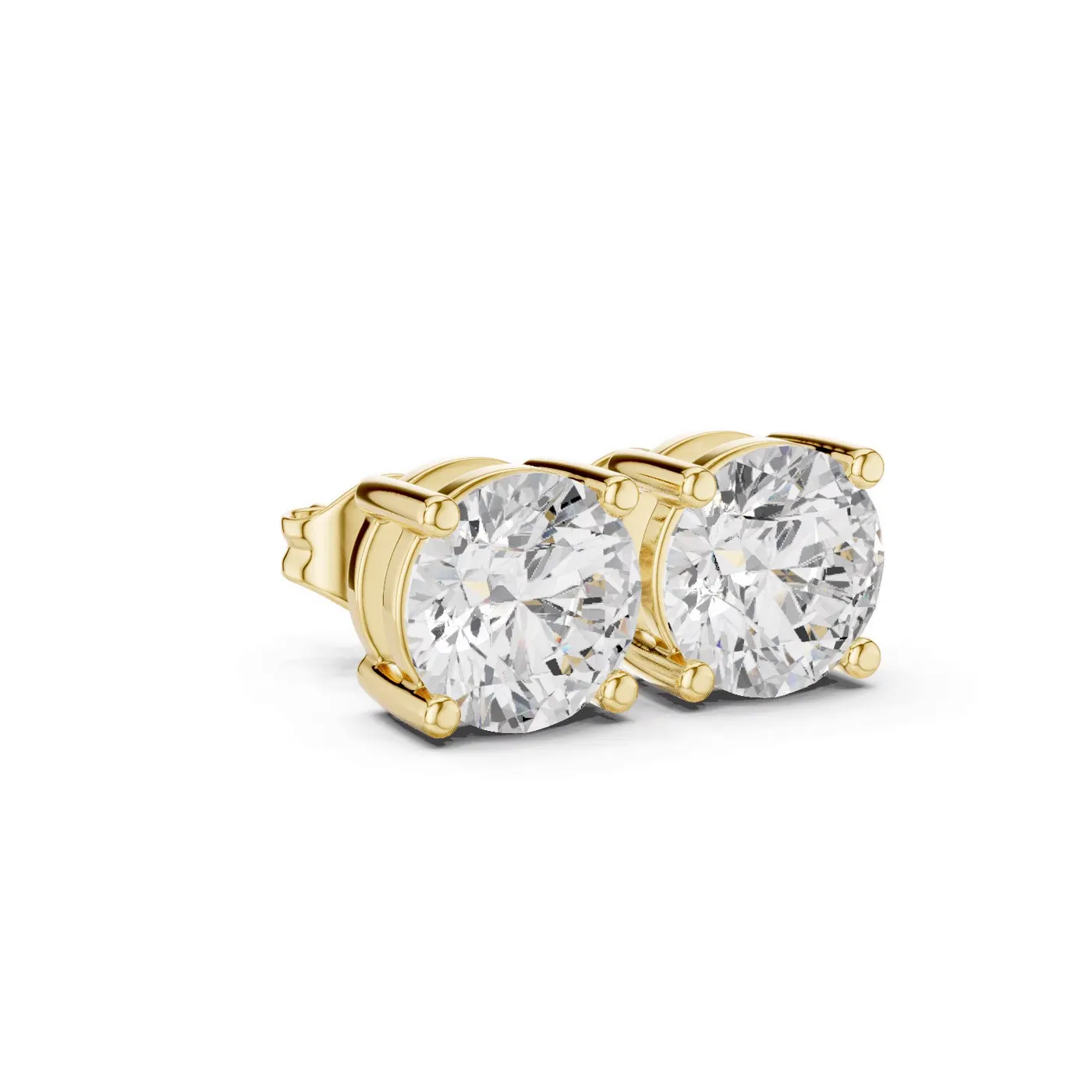Boucles d'oreilles Puces Marguerite 0,75 ct en or jaune 18 carats, diamant rond, vue 3