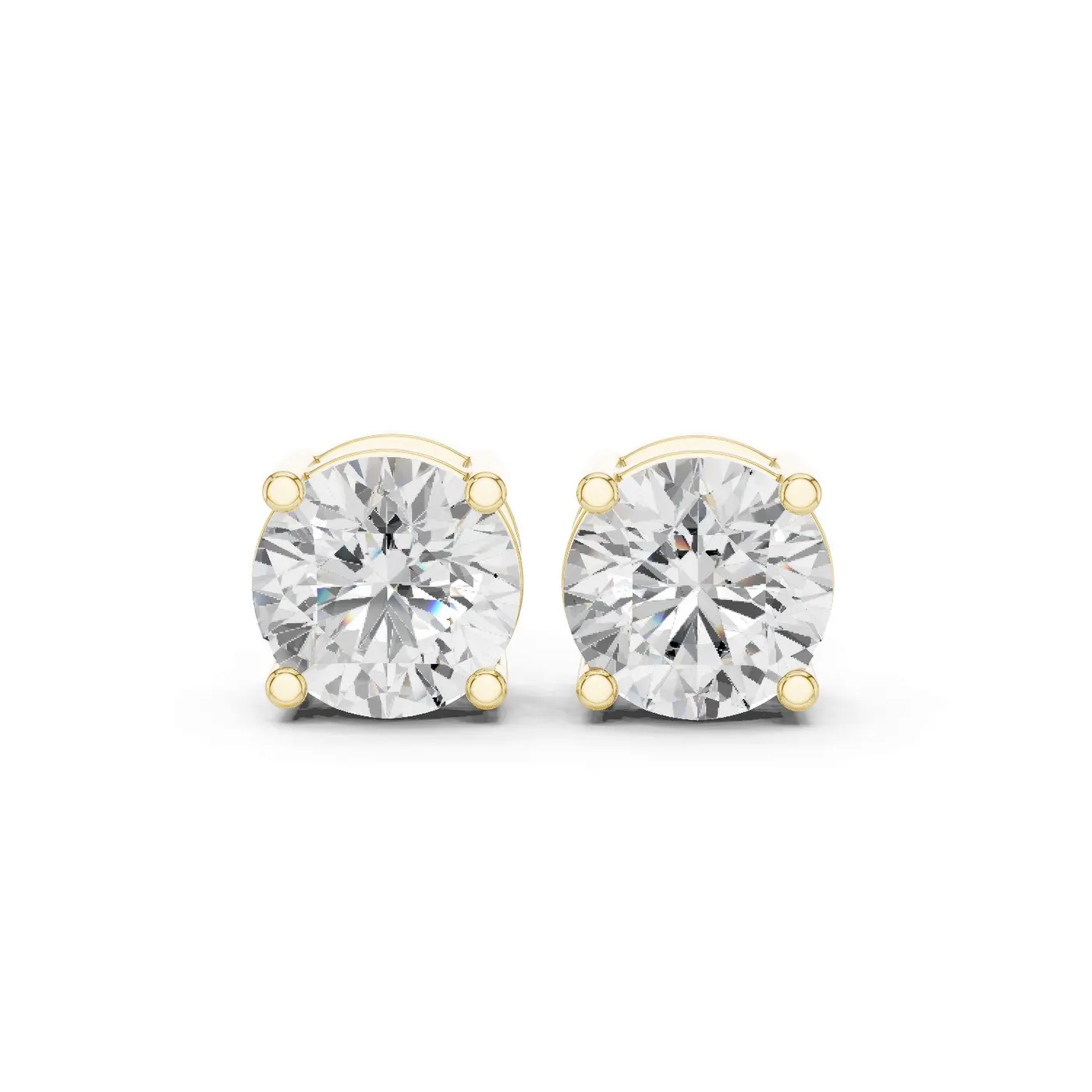 Boucles d'oreilles Puces Marguerite 1,00 ct en or jaune 18 carats, diamant rond, vue 1