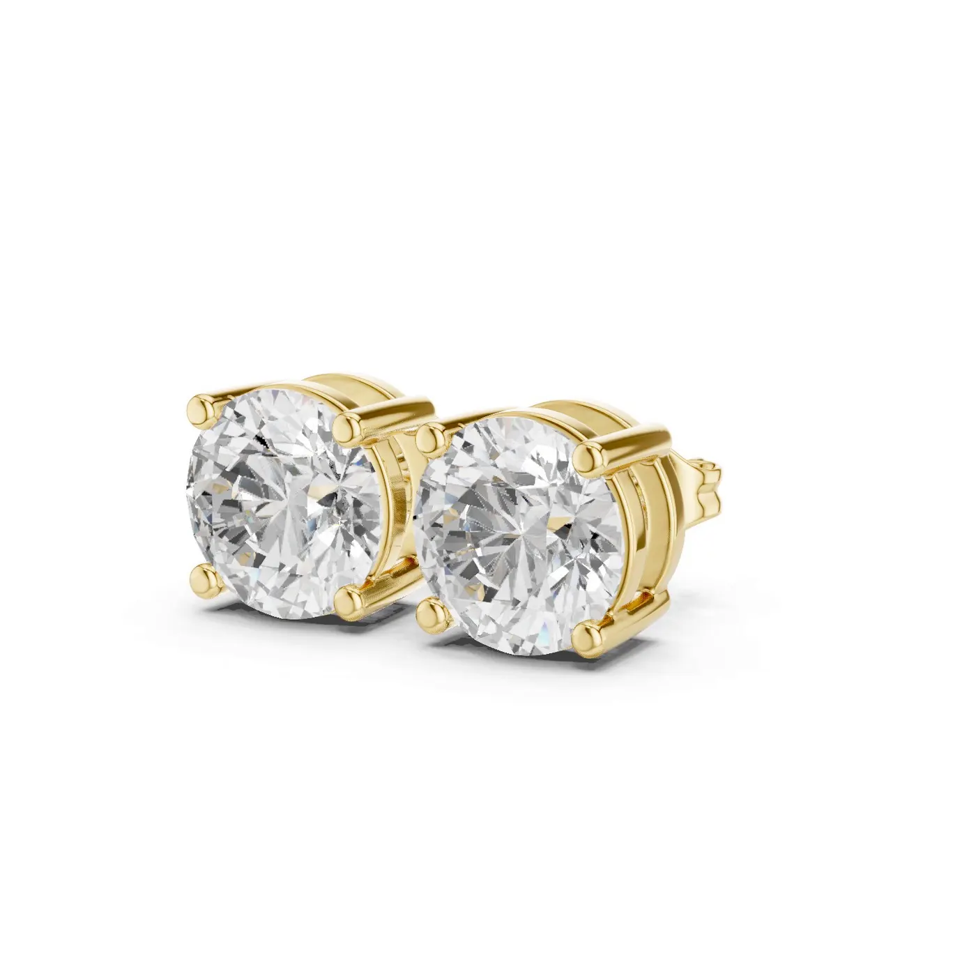 Boucles d'oreilles Puces Marguerite 1,00 ct en or jaune 18 carats, diamant rond, vue 2
