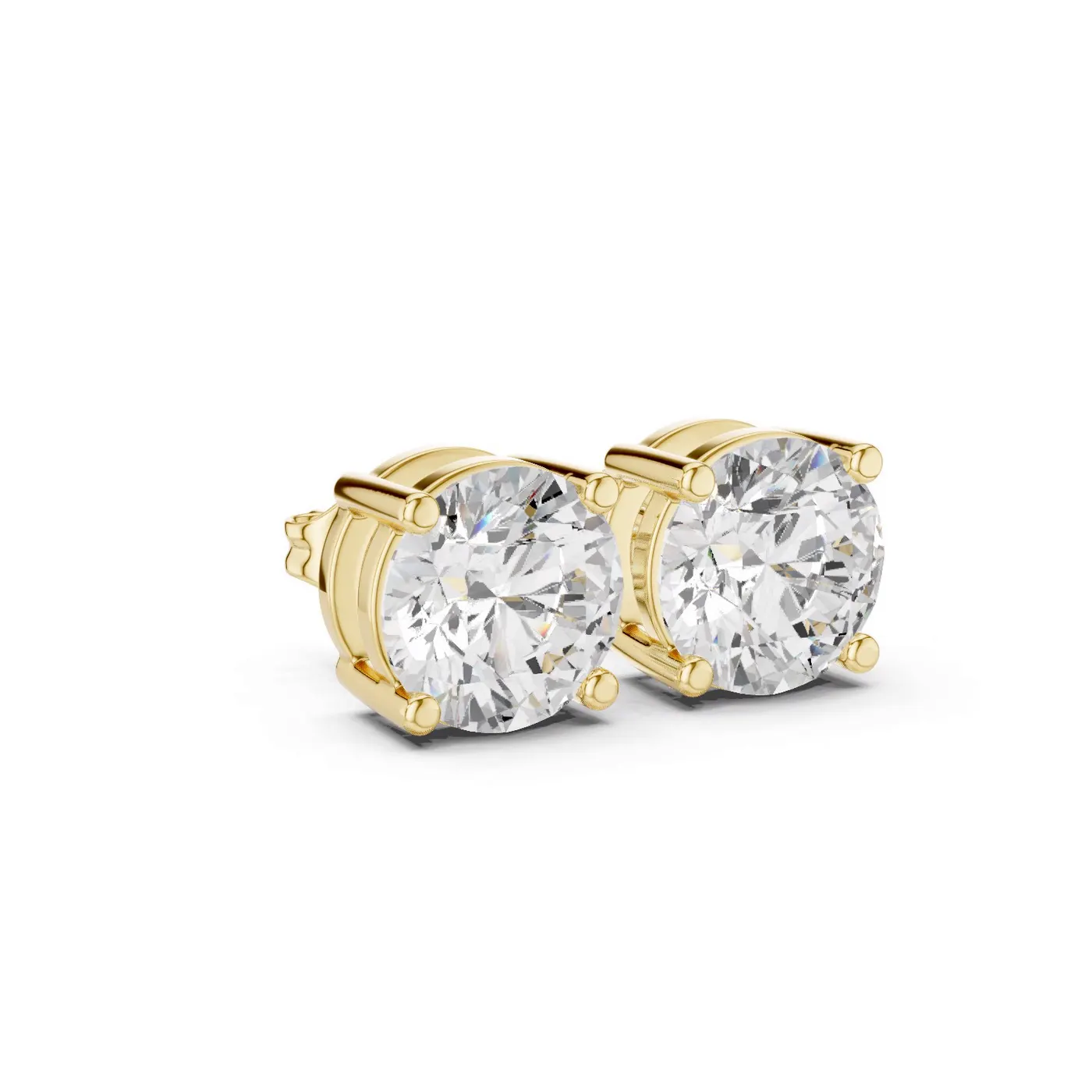Boucles d'oreilles Puces Marguerite 1,00 ct en or jaune 18 carats, diamant rond, vue 3
