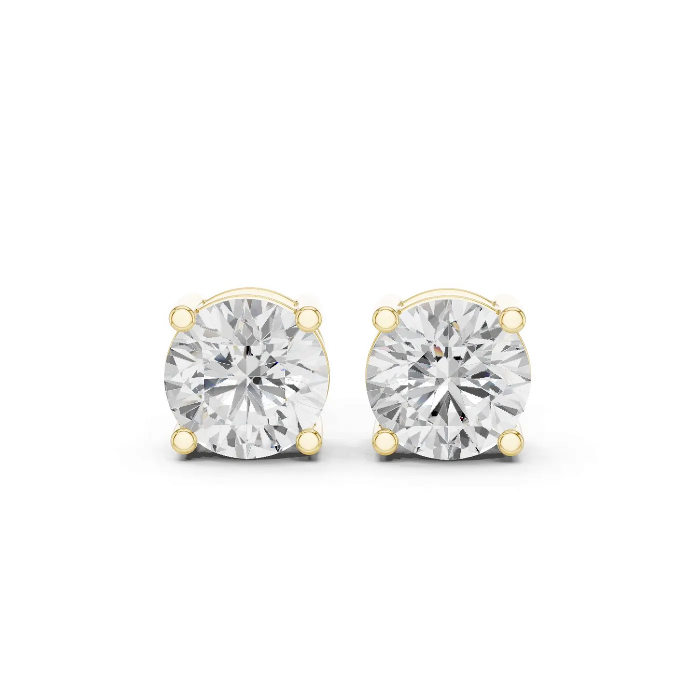 Boucles d'oreilles Puces Marguerite 1,25 ct en or jaune 18 carats, diamant rond, vue 1