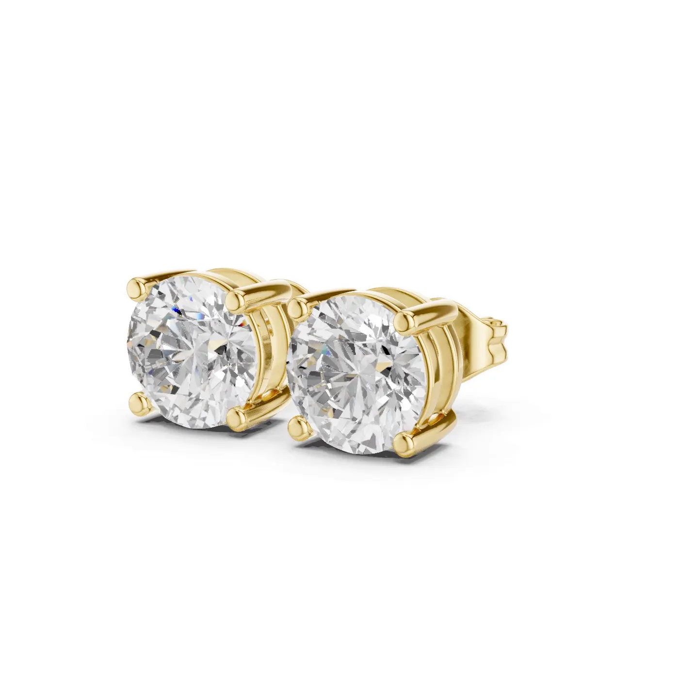 Boucles d'oreilles Puces Marguerite 1,25 ct en or jaune 18 carats, diamant rond, vue 2