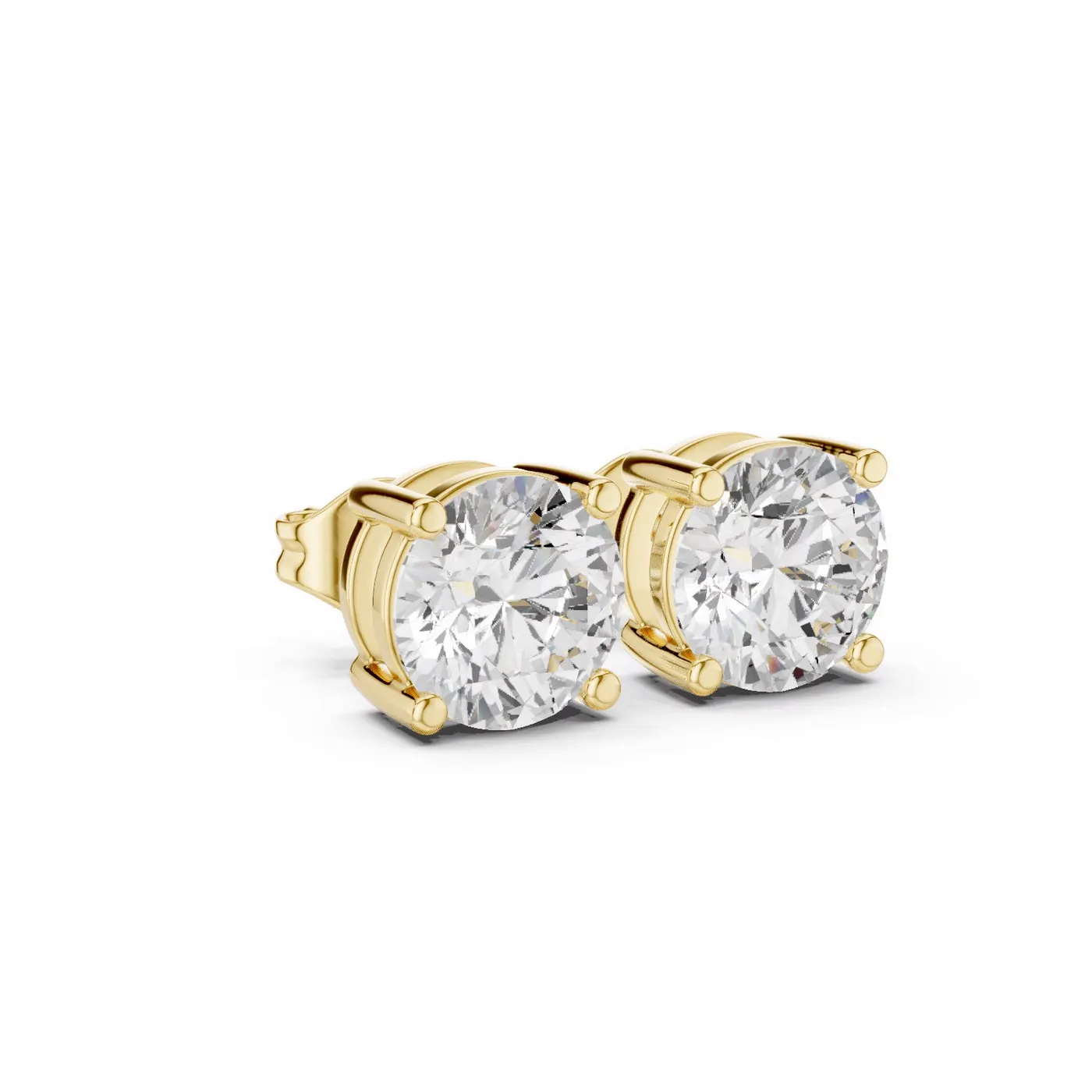 Boucles d'oreilles Puces Marguerite 1,25 ct en or jaune 18 carats, diamant rond, vue 3