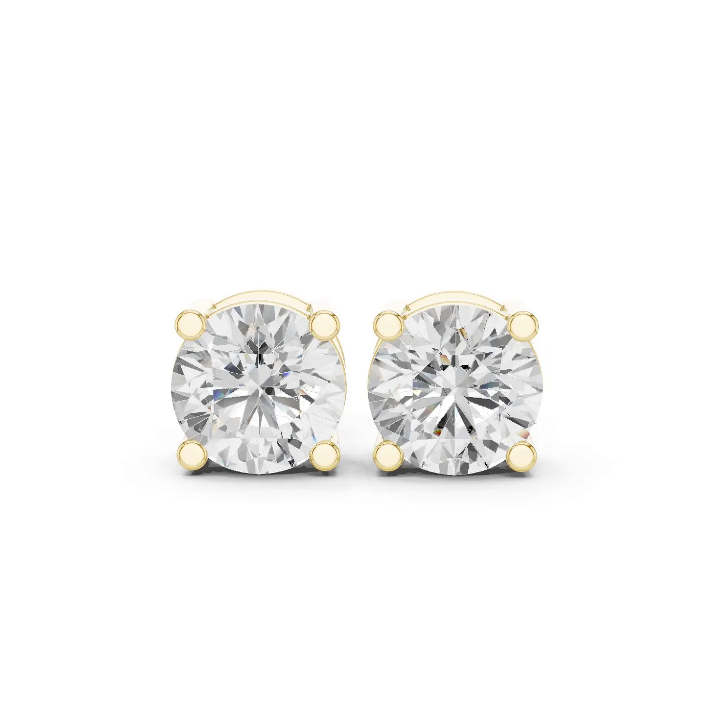 Boucles d'oreilles Puces Marguerite 1,50 ct en or jaune 18 carats, diamant rond, vue 1