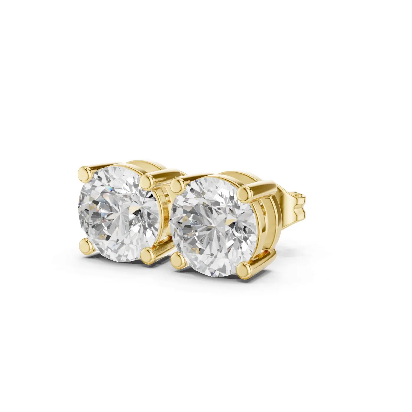 Boucles d'oreilles Puces Marguerite 1,50 ct en or jaune 18 carats, diamant rond, vue 2