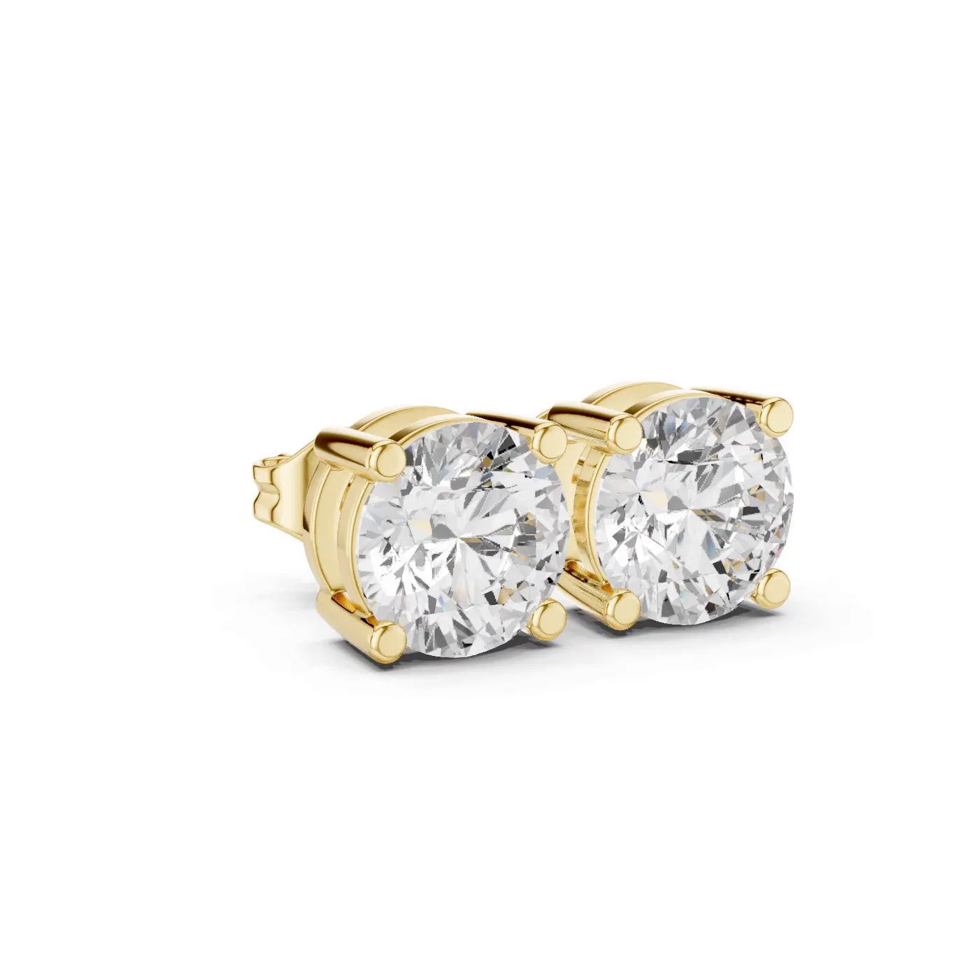 Boucles d'oreilles Puces Marguerite 1,50 ct en or jaune 18 carats, diamant rond, vue 3