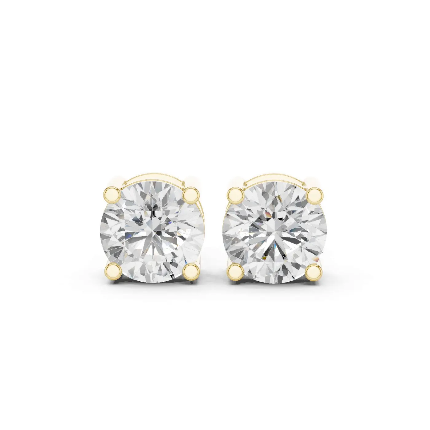 Boucles d'oreilles Puces Marguerite 1,75 ct en or jaune 18 carats, diamant rond, vue 1