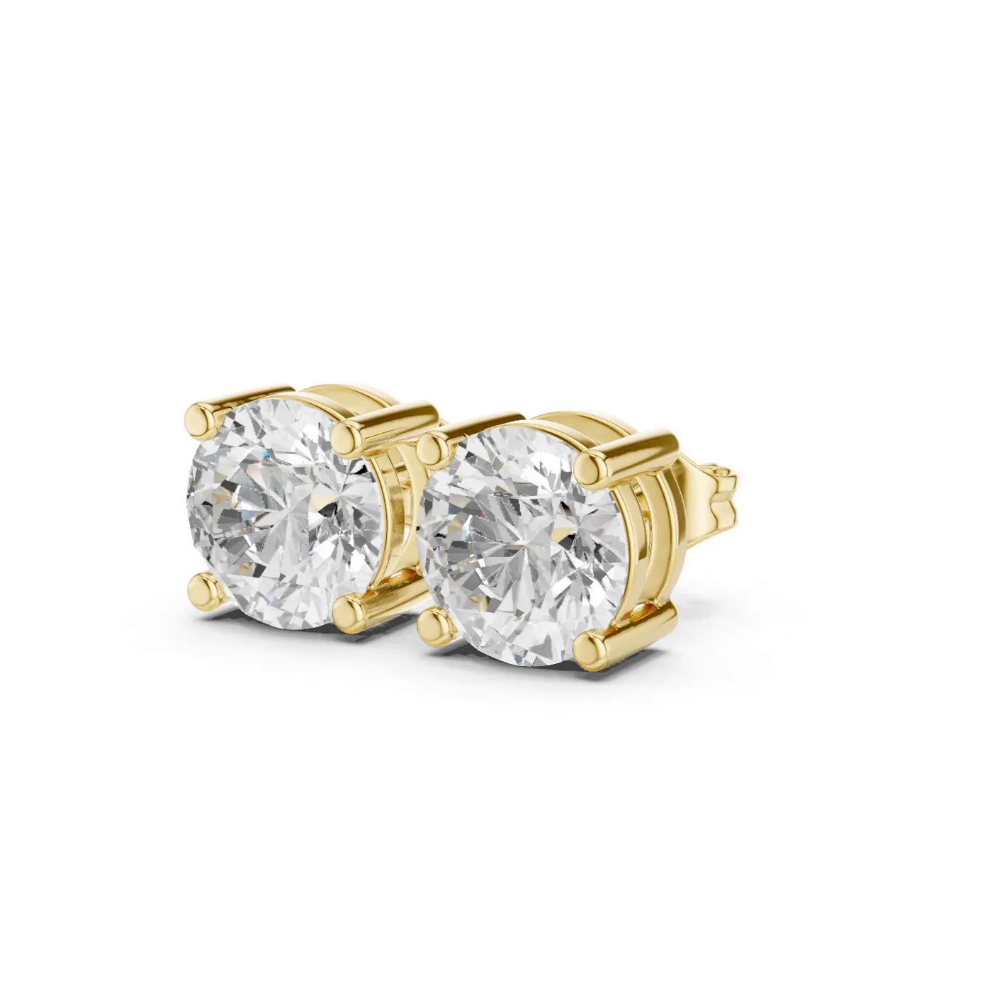 Boucles d'oreilles Puces Marguerite 1,75 ct en or jaune 18 carats, diamant rond, vue 2