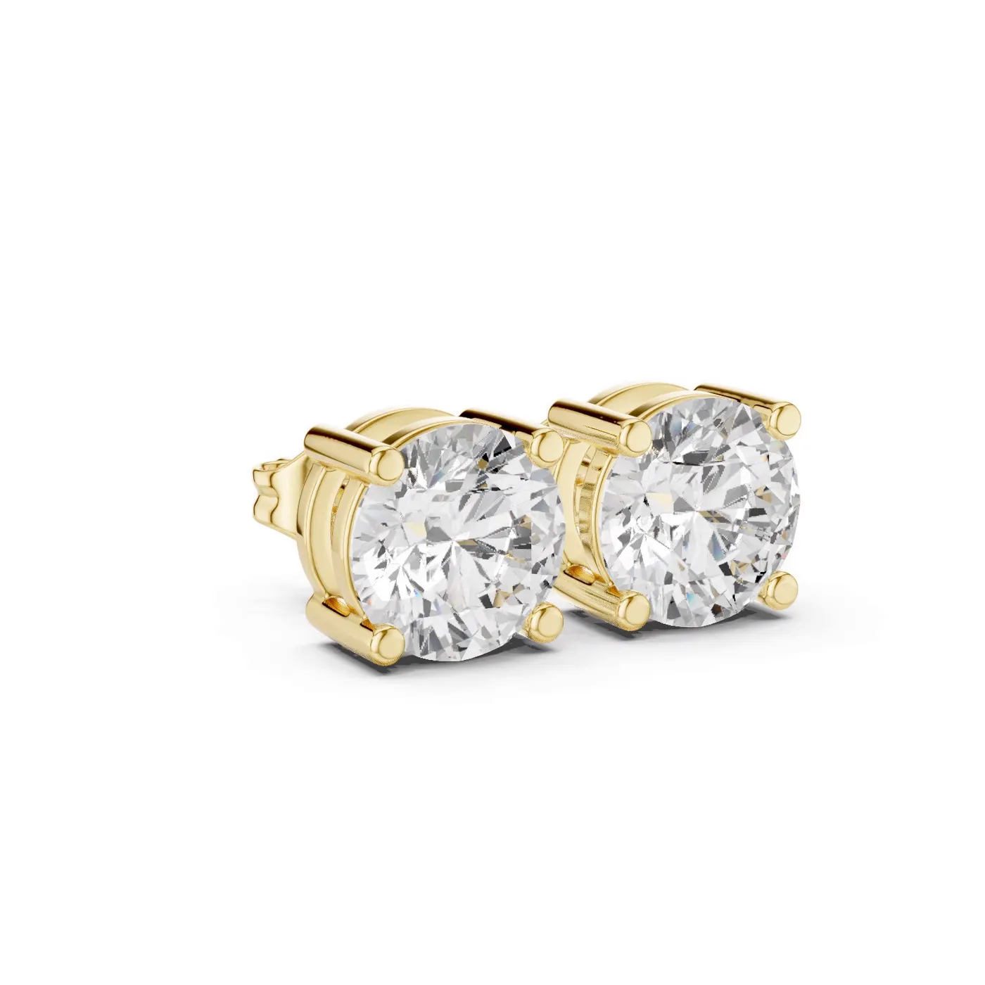Boucles d'oreilles Puces Marguerite 1,75 ct en or jaune 18 carats, diamant rond, vue 3