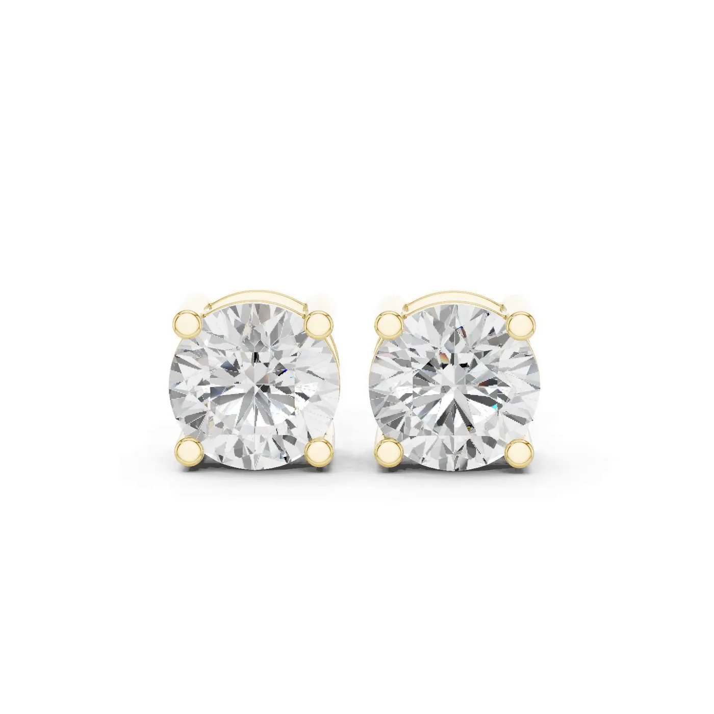 Boucles d'oreilles Puces Marguerite 2,00 ct en or jaune 18 carats, diamant rond, vue 1