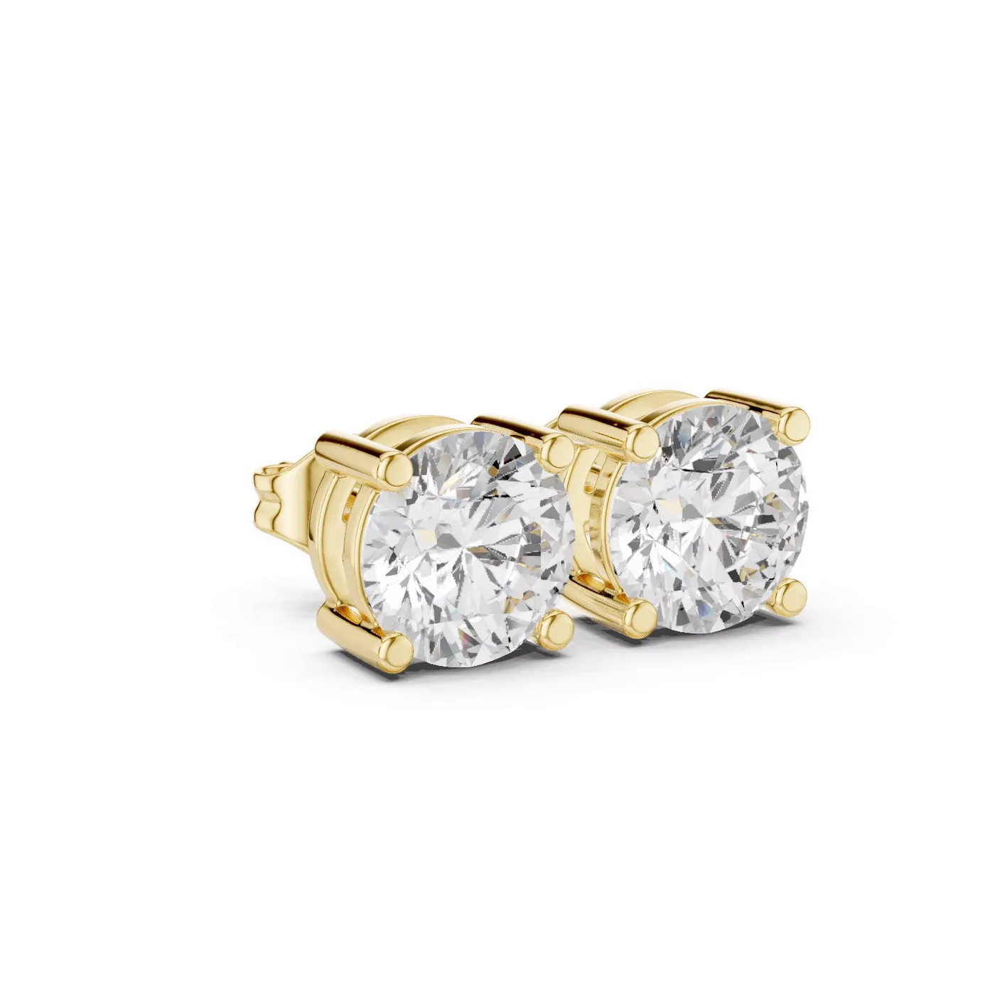 Boucles d'oreilles Puces Marguerite 2,00 ct en or jaune 18 carats, diamant rond, vue 3