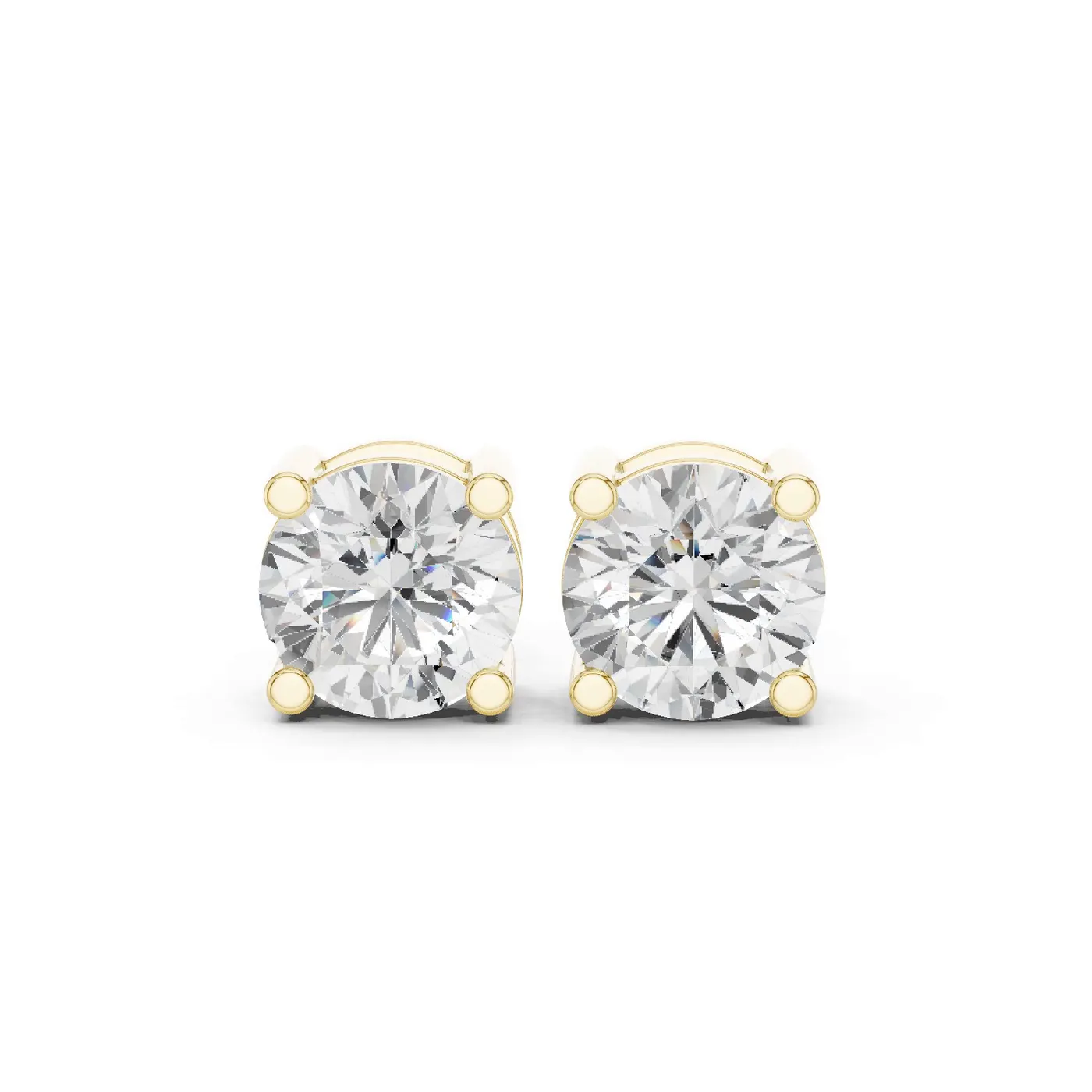 Boucles d'oreilles Puces Marguerite 2,25 ct en or jaune 18 carats, diamant rond, vue 1