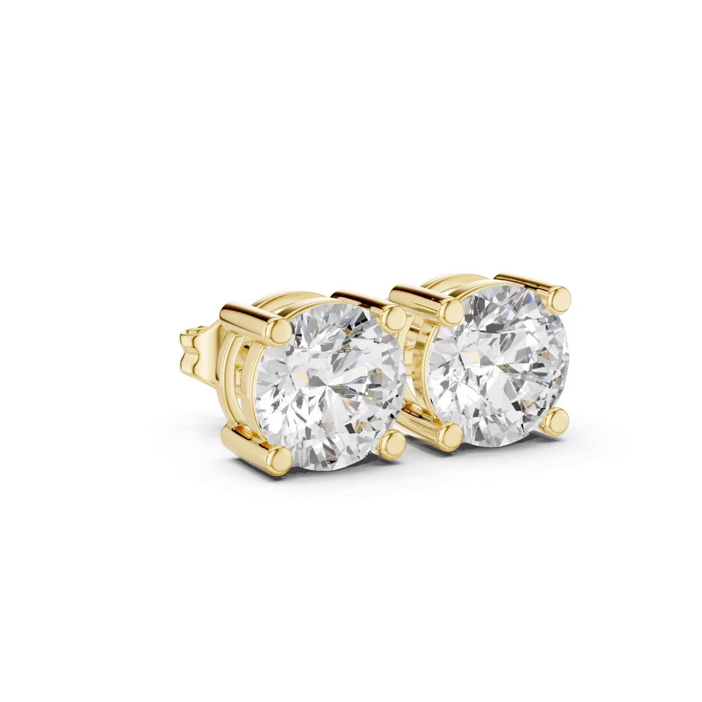 Boucles d'oreilles Puces Marguerite 2,25 ct en or jaune 18 carats, diamant rond, vue 3