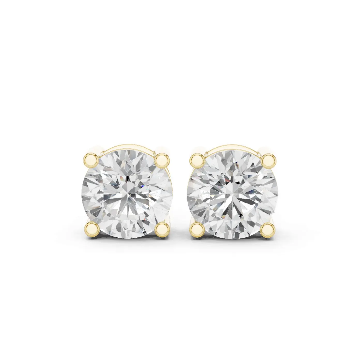Boucles d'oreilles Puces Marguerite 2,50 ct en or jaune 18 carats, diamant rond, vue 1