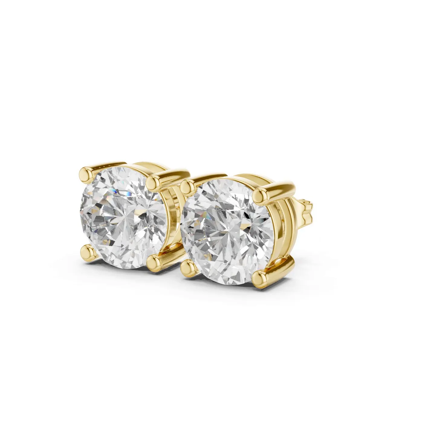 Boucles d'oreilles Puces Marguerite 2,50 ct en or jaune 18 carats, diamant rond, vue 2
