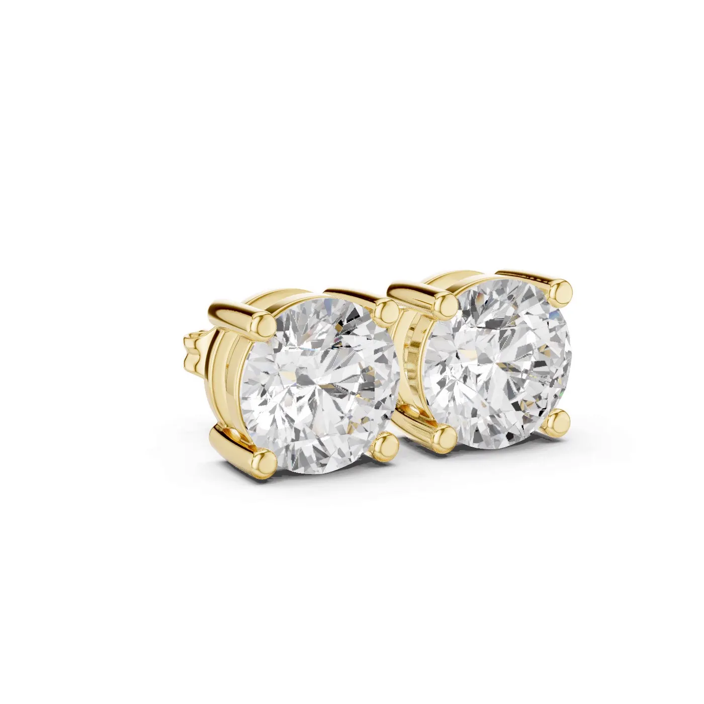 Boucles d'oreilles Puces Marguerite 2,50 ct en or jaune 18 carats, diamant rond, vue 3