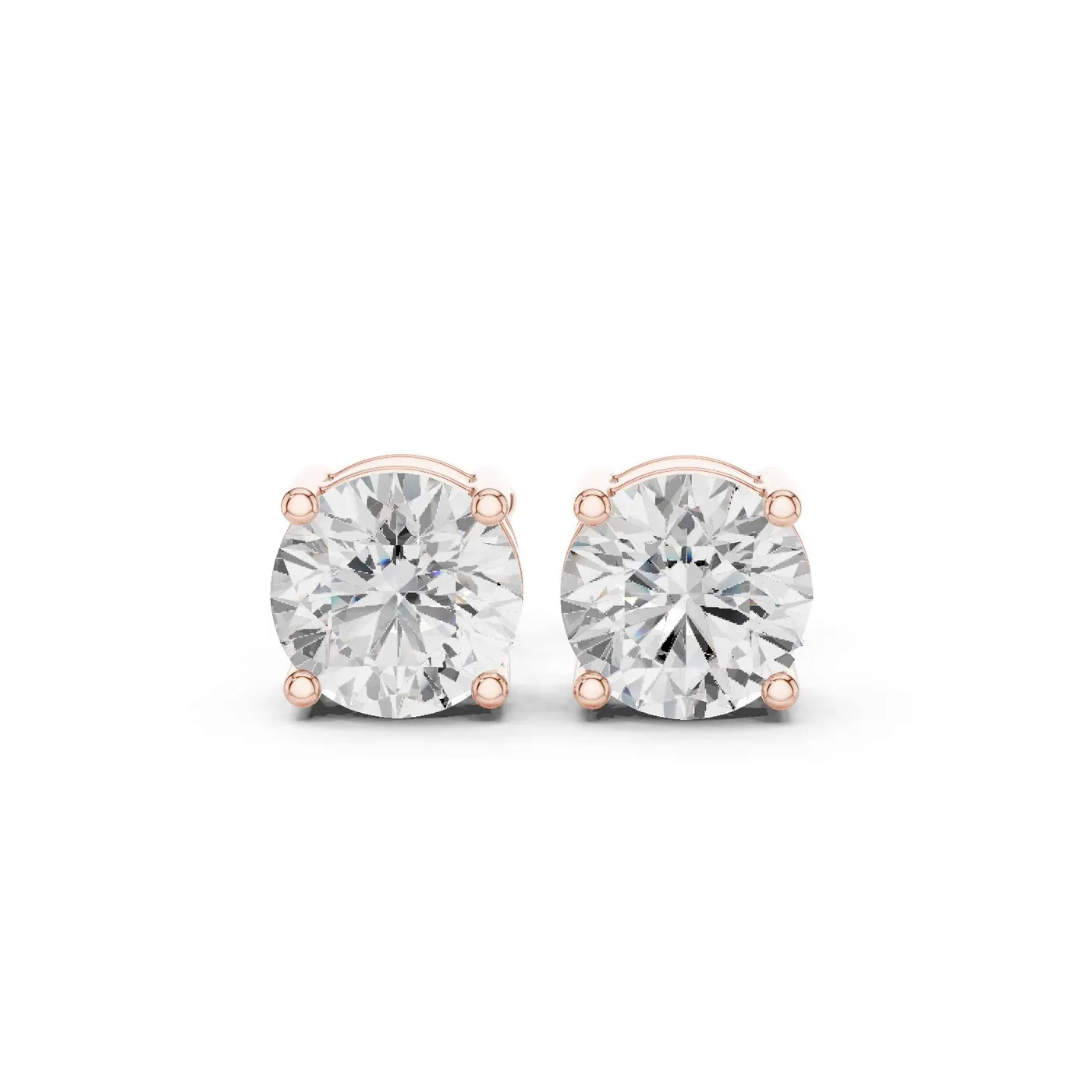 Boucles d'oreilles Puces Marguerite 0,50 ct en or rose 18 carats, diamant rond, vue 1