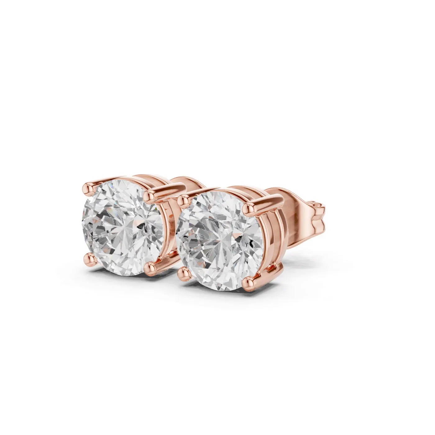 Boucles d'oreilles Puces Marguerite 0,50 ct en or rose 18 carats, diamant rond, vue 2