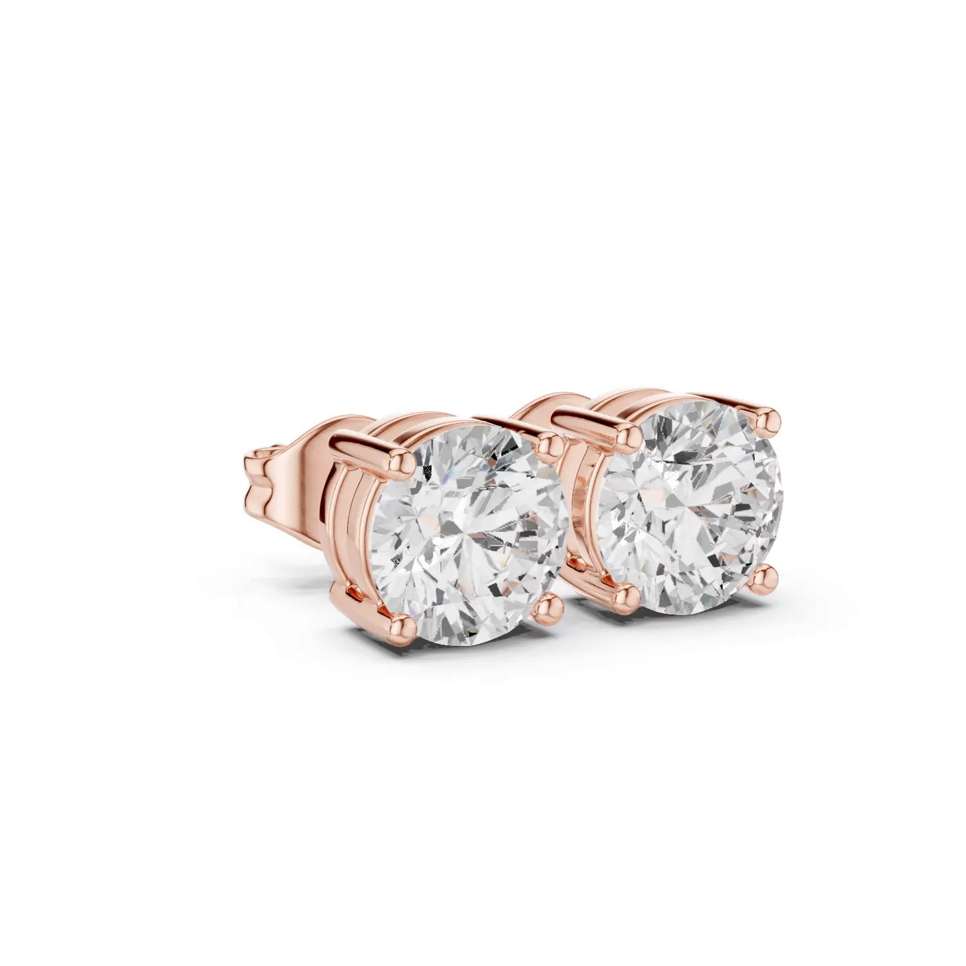 Boucles d'oreilles Puces Marguerite 0,50 ct en or rose 18 carats, diamant rond, vue 3