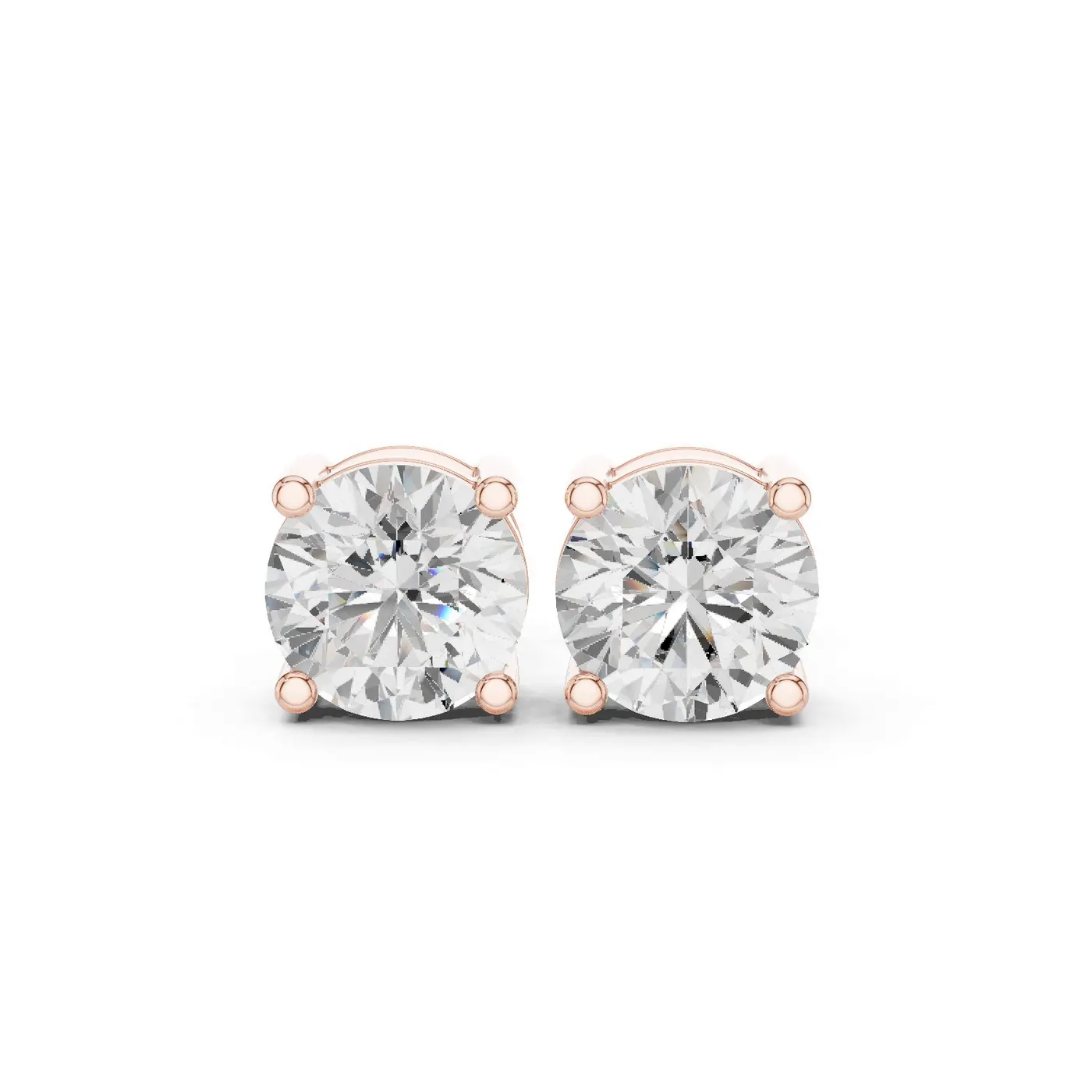 Boucles d'oreilles Puces Marguerite 0,75 ct en or rose 18 carats, diamant rond, vue 1