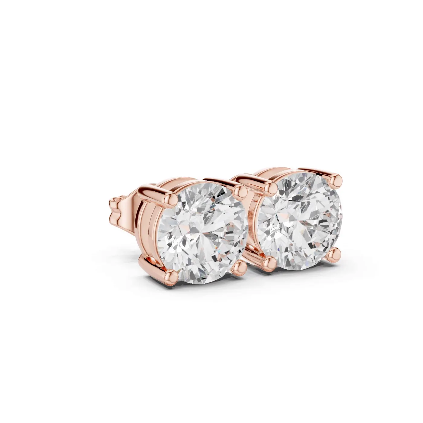 Boucles d'oreilles Puces Marguerite 0,75 ct en or rose 18 carats, diamant rond, vue 3