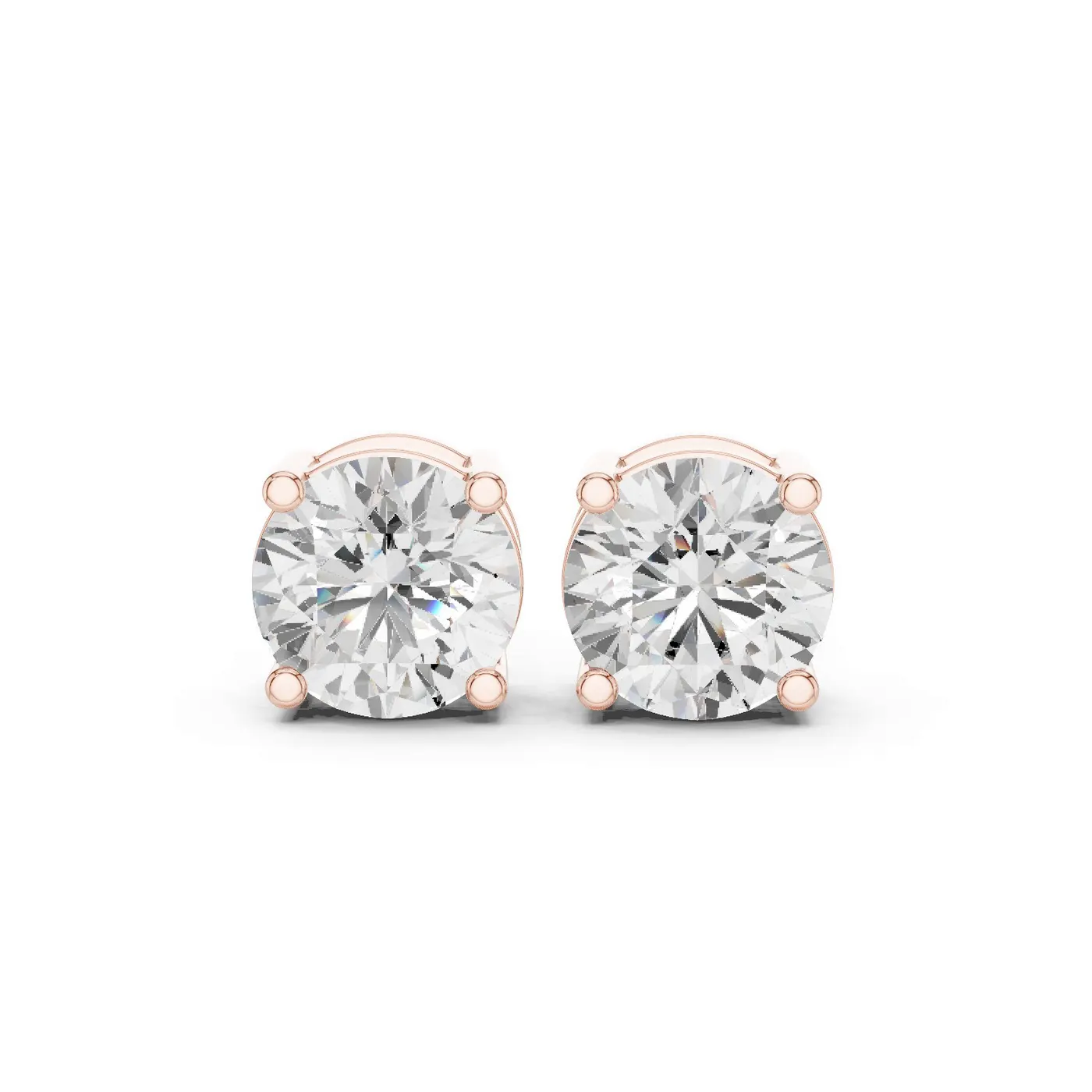 Boucles d'oreilles Puces Marguerite 1,00 ct en or rose 18 carats, diamant rond, vue 1