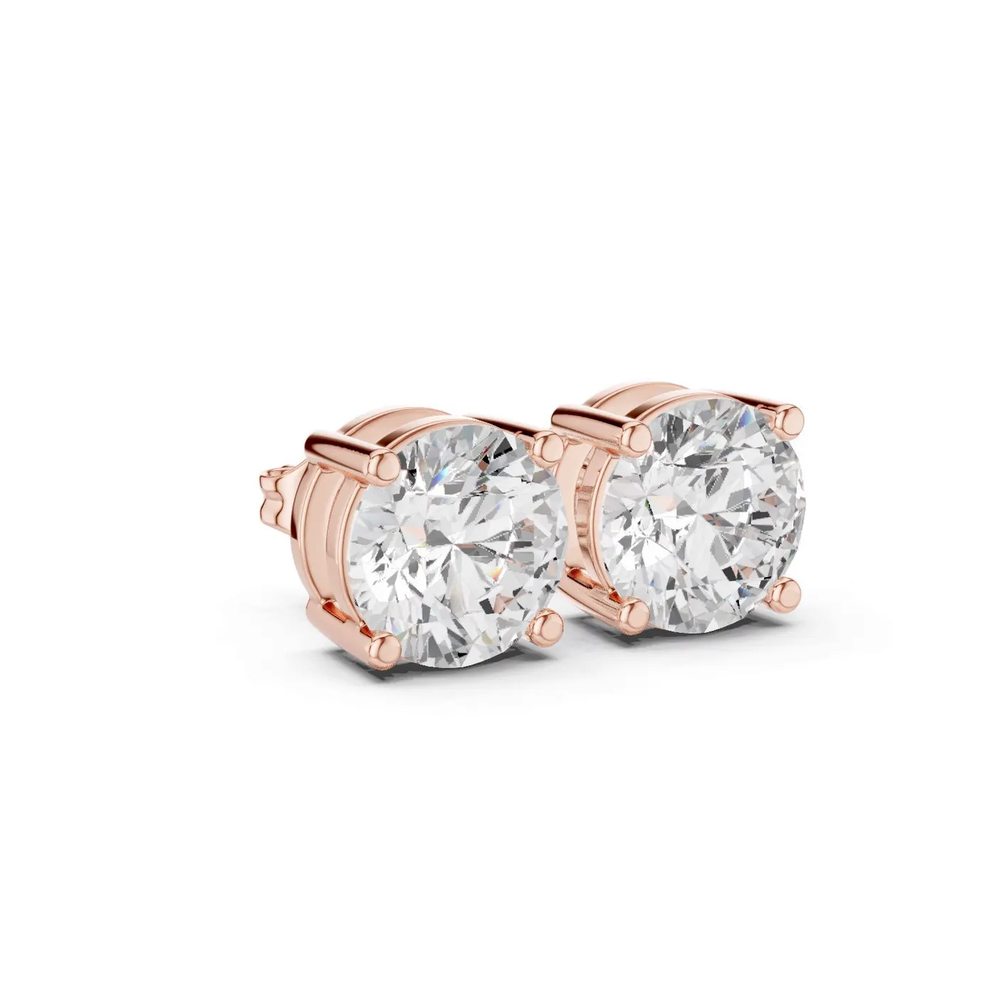 Boucles d'oreilles Puces Marguerite 1,00 ct en or rose 18 carats, diamant rond, vue 3