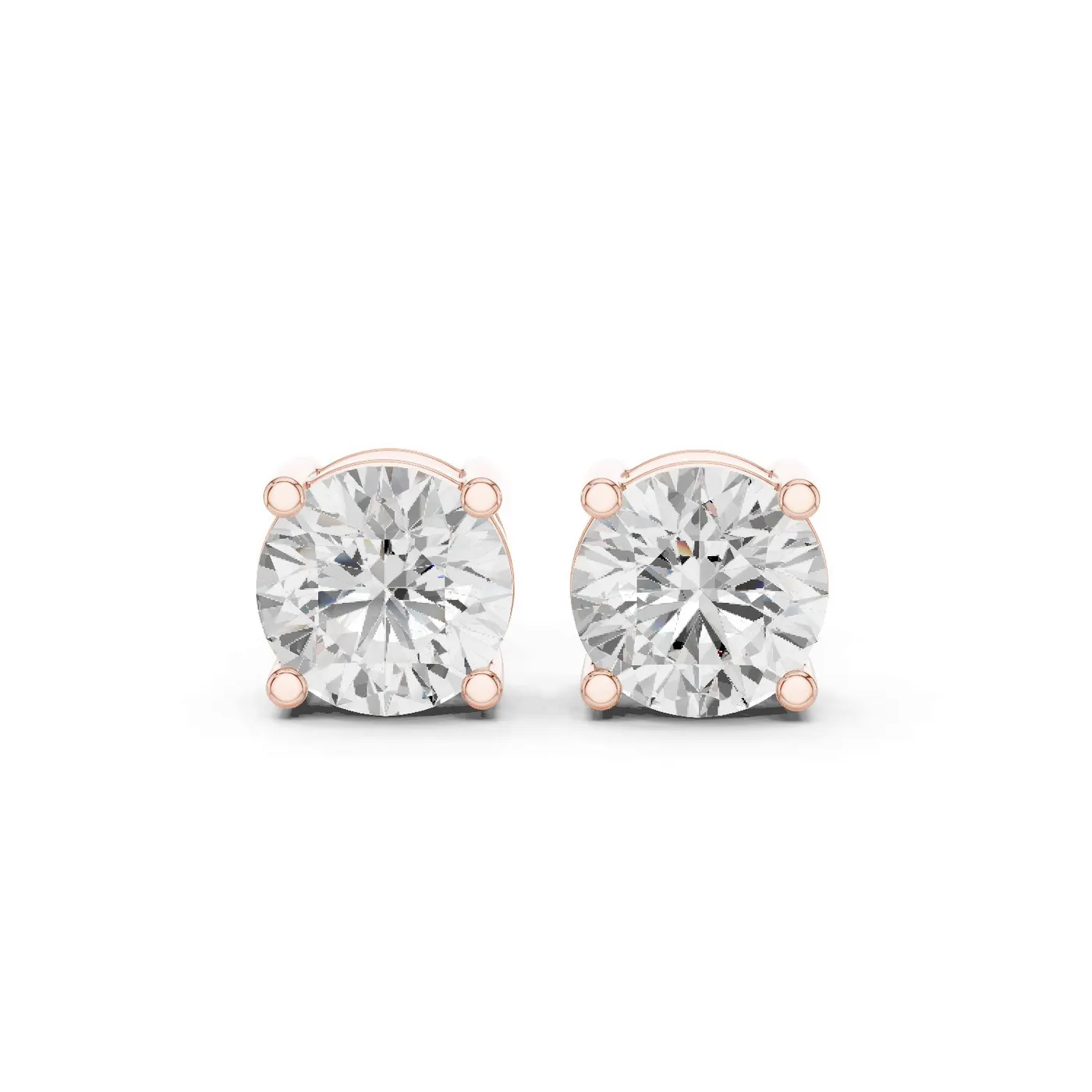 Boucles d'oreilles Puces Marguerite 1,25 ct en or rose 18 carats, diamant rond, vue 1