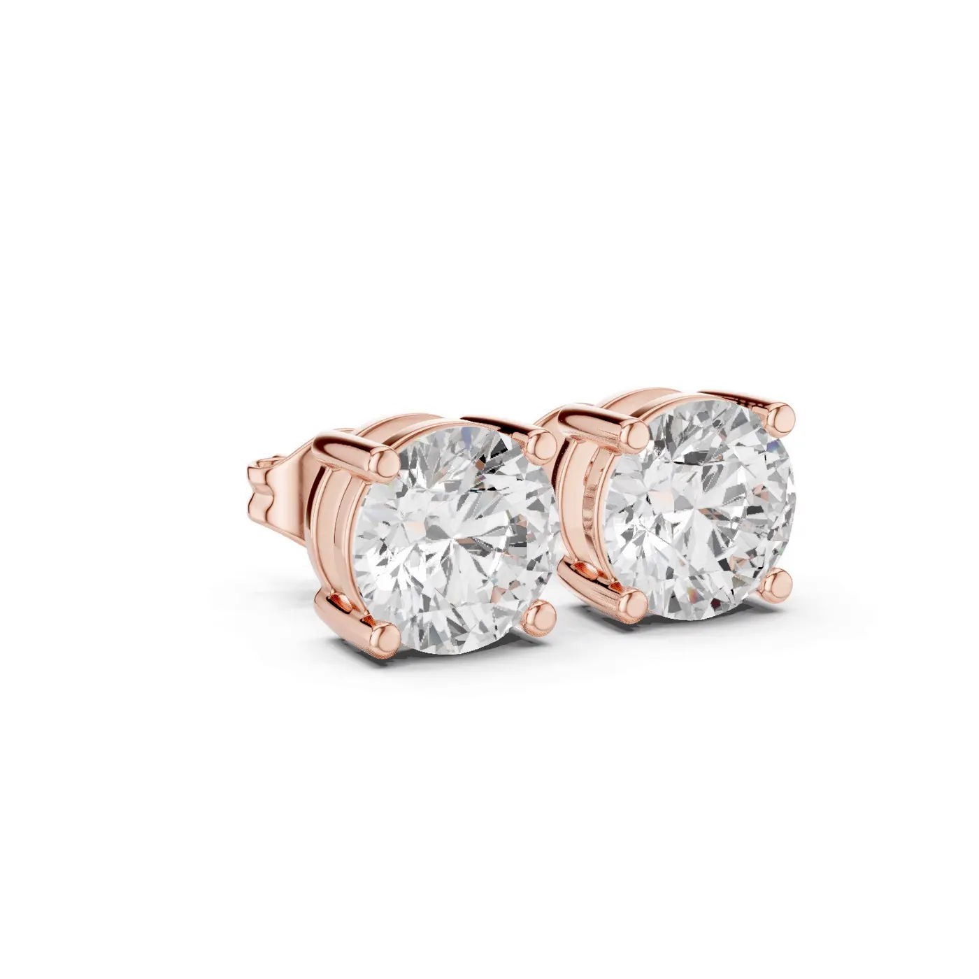Boucles d'oreilles Puces Marguerite 1,25 ct en or rose 18 carats, diamant rond, vue 3