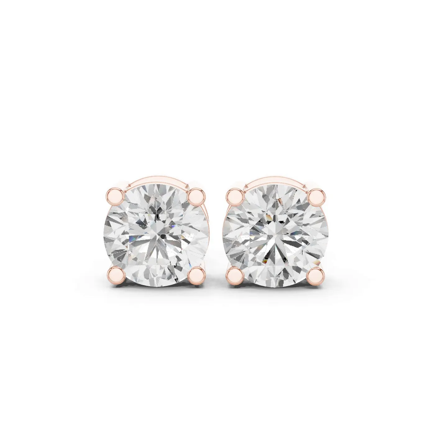 Boucles d'oreilles Puces Marguerite 1,50 ct en or rose 18 carats, diamant rond, vue 1