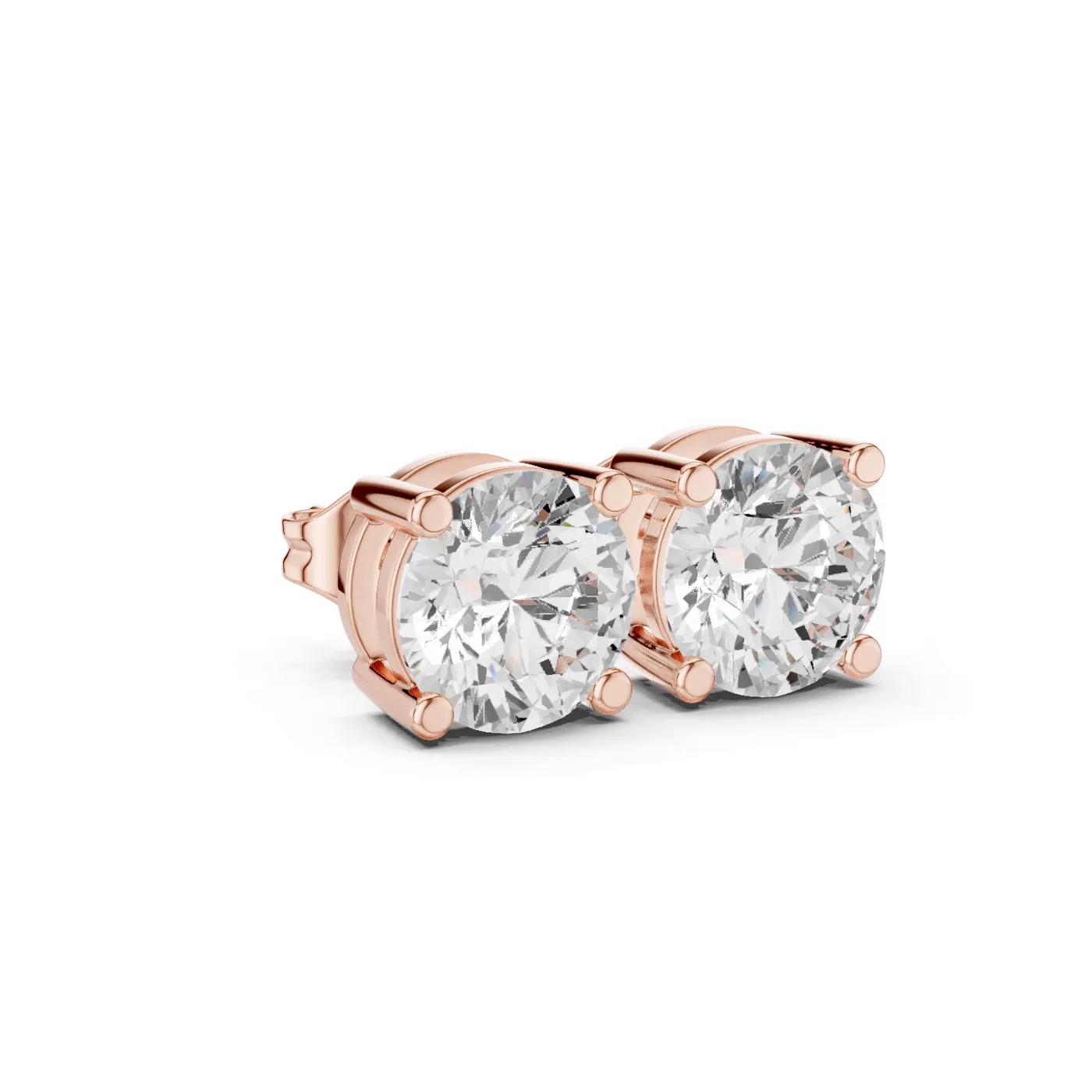 Boucles d'oreilles Puces Marguerite 1,50 ct en or rose 18 carats, diamant rond, vue 3