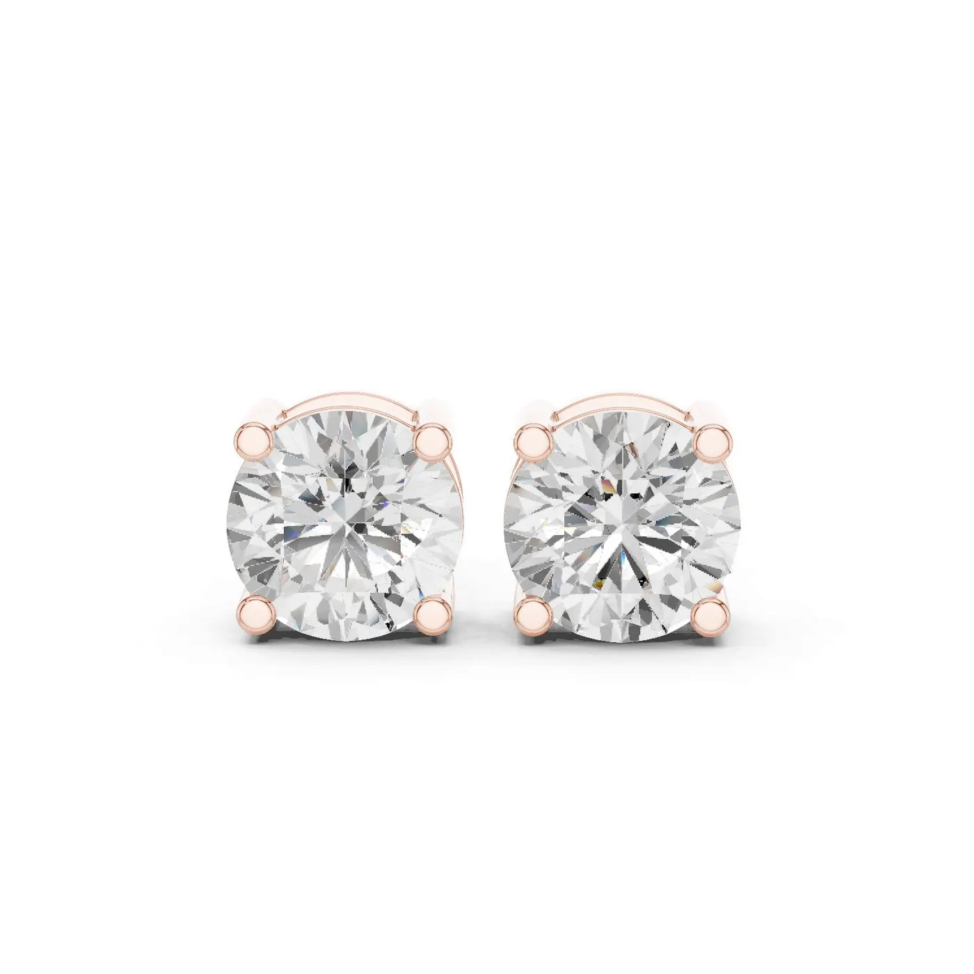 Boucles d'oreilles Puces Marguerite 1,75 ct en or rose 18 carats, diamant rond, vue 1