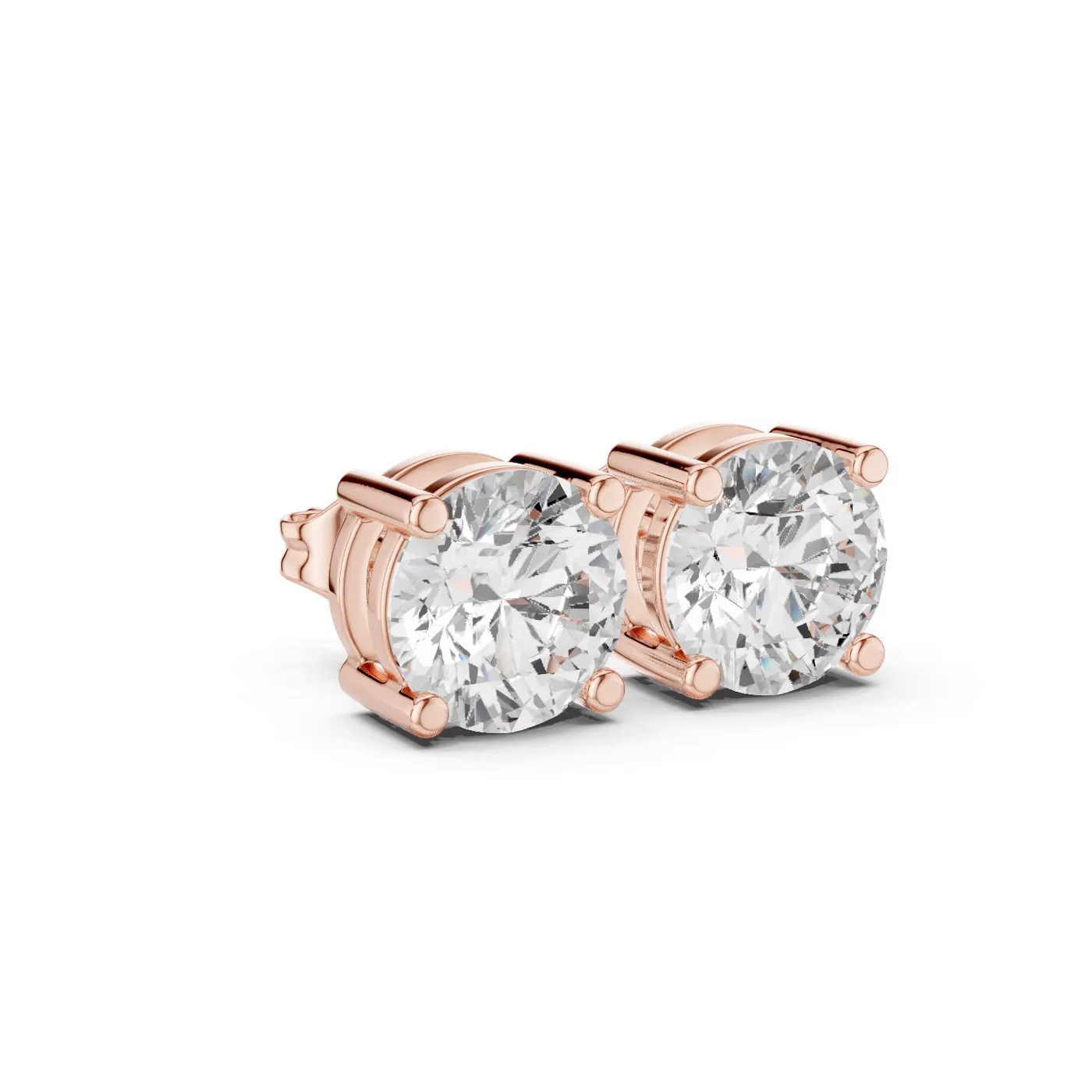 Boucles d'oreilles Puces Marguerite 1,75 ct en or rose 18 carats, diamant rond, vue 3