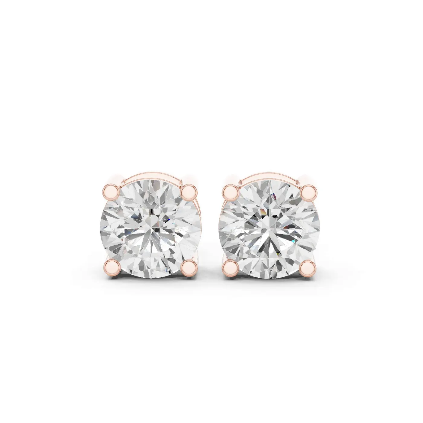 Boucles d'oreilles Puces Marguerite 2,00 ct en or rose 18 carats, diamant rond, vue 1