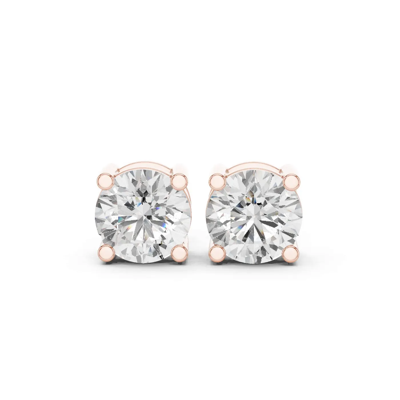 Boucles d'oreilles Puces Marguerite 2,25 ct en or rose 18 carats, diamant rond, vue 1