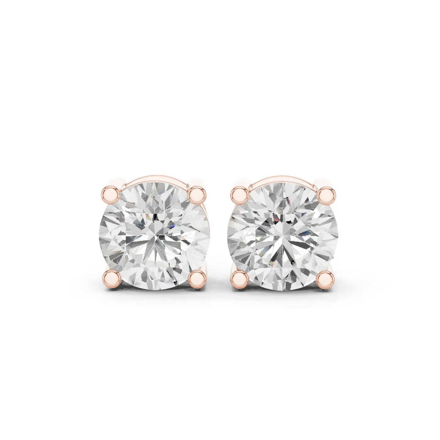 Boucles d'oreilles Puces Marguerite 2,50 ct en or rose 18 carats, diamant rond, vue 1