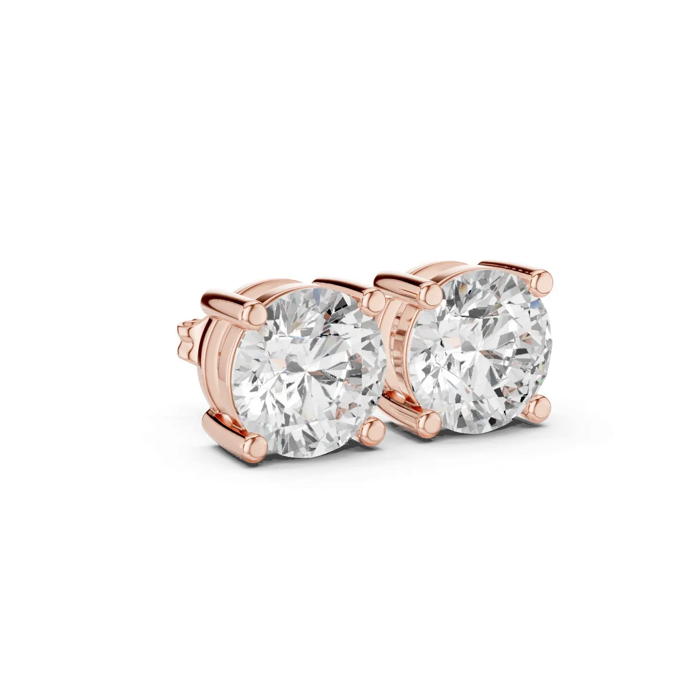 Boucles d'oreilles Puces Marguerite 2,50 ct en or rose 18 carats, diamant rond, vue 3
